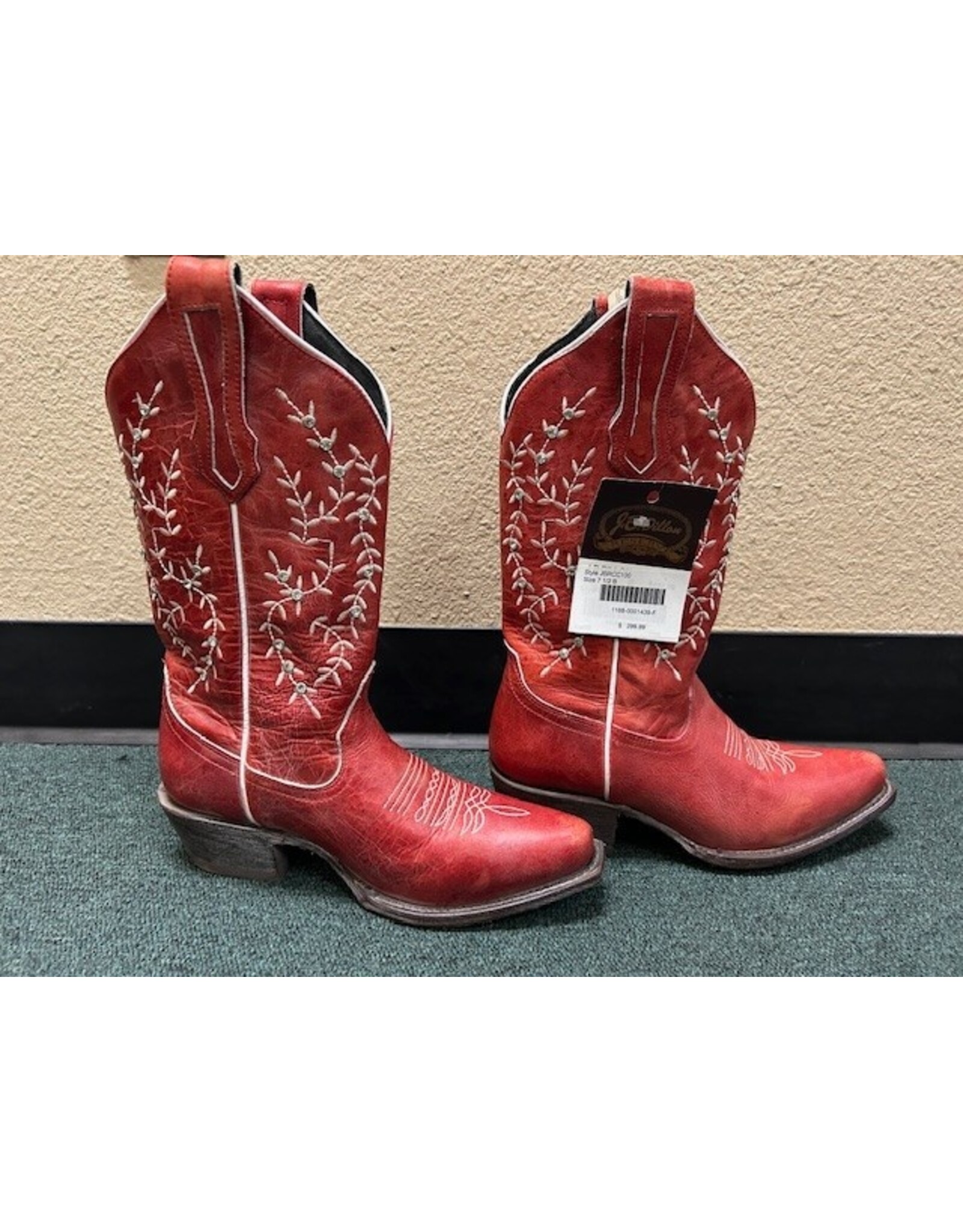 JB Dillon Womens Western Boots Red 7.5B