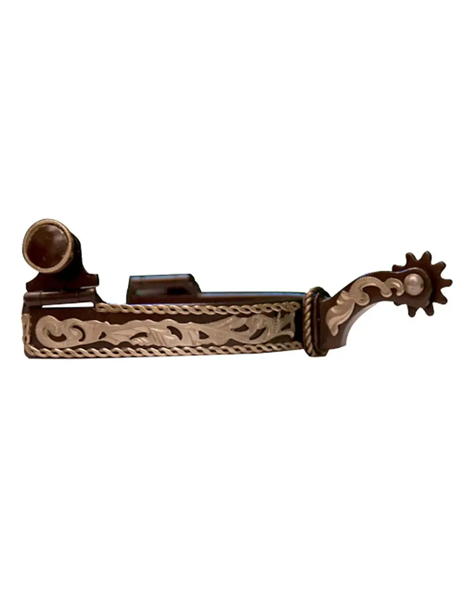 Intrepid International Mens Western Show Spurs with Engraved Rope Border