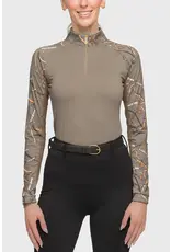 Kastel Long Sleeve  Raglan Taupe Belts 1/4 Zip Shirt
