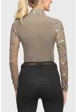 Kastel Long Sleeve  Raglan Taupe Belts 1/4 Zip Shirt