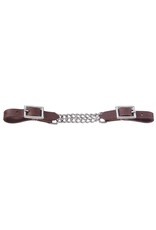 Tough 1 Harness Leather Curb Strap with Double Chain Brown