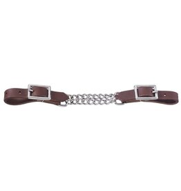 Tough 1 Harness Leather Curb Strap with Double Chain Brown
