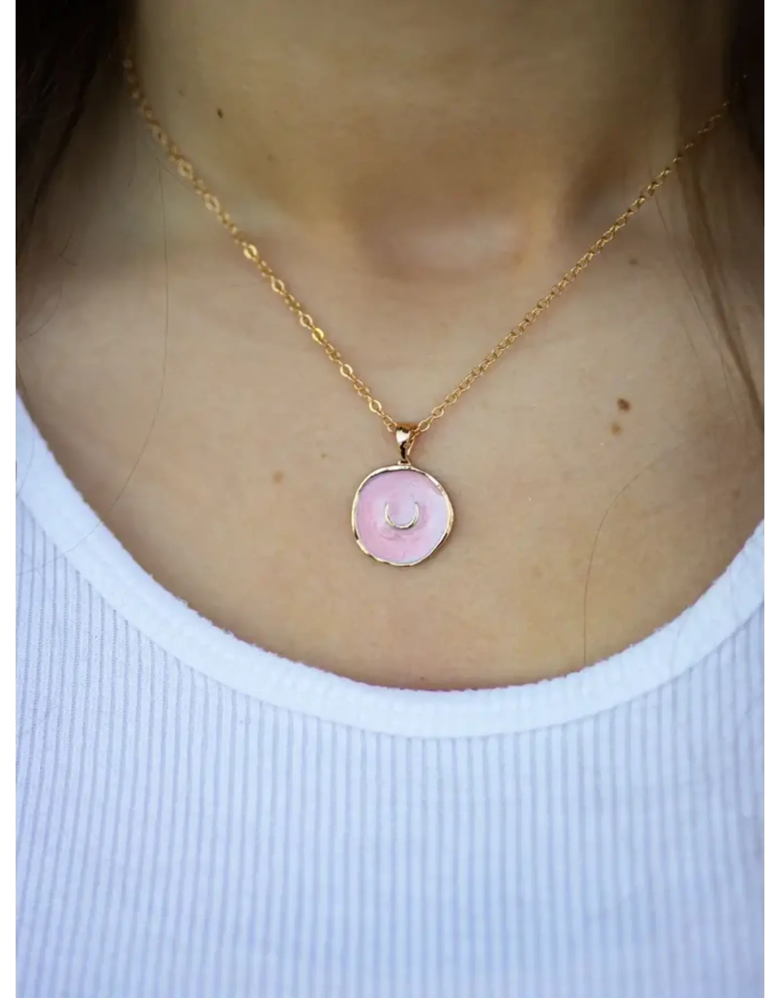 Bridle Up Hope Pink Horseshoe Pendant Necklace