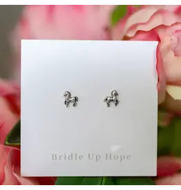 Bridle Up Hope Tiny Horse Earrings Sterling Silver