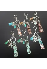 Westrian Embossed Leather Keychain with Charms