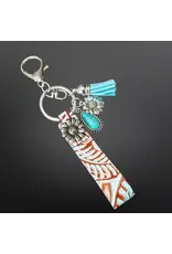 Westrian Embossed Leather Keychain with Charms