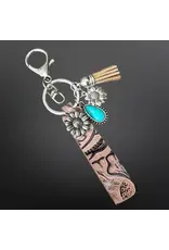 Westrian Embossed Leather Keychain with Charms
