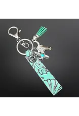 Westrian Embossed Leather Keychain with Charms