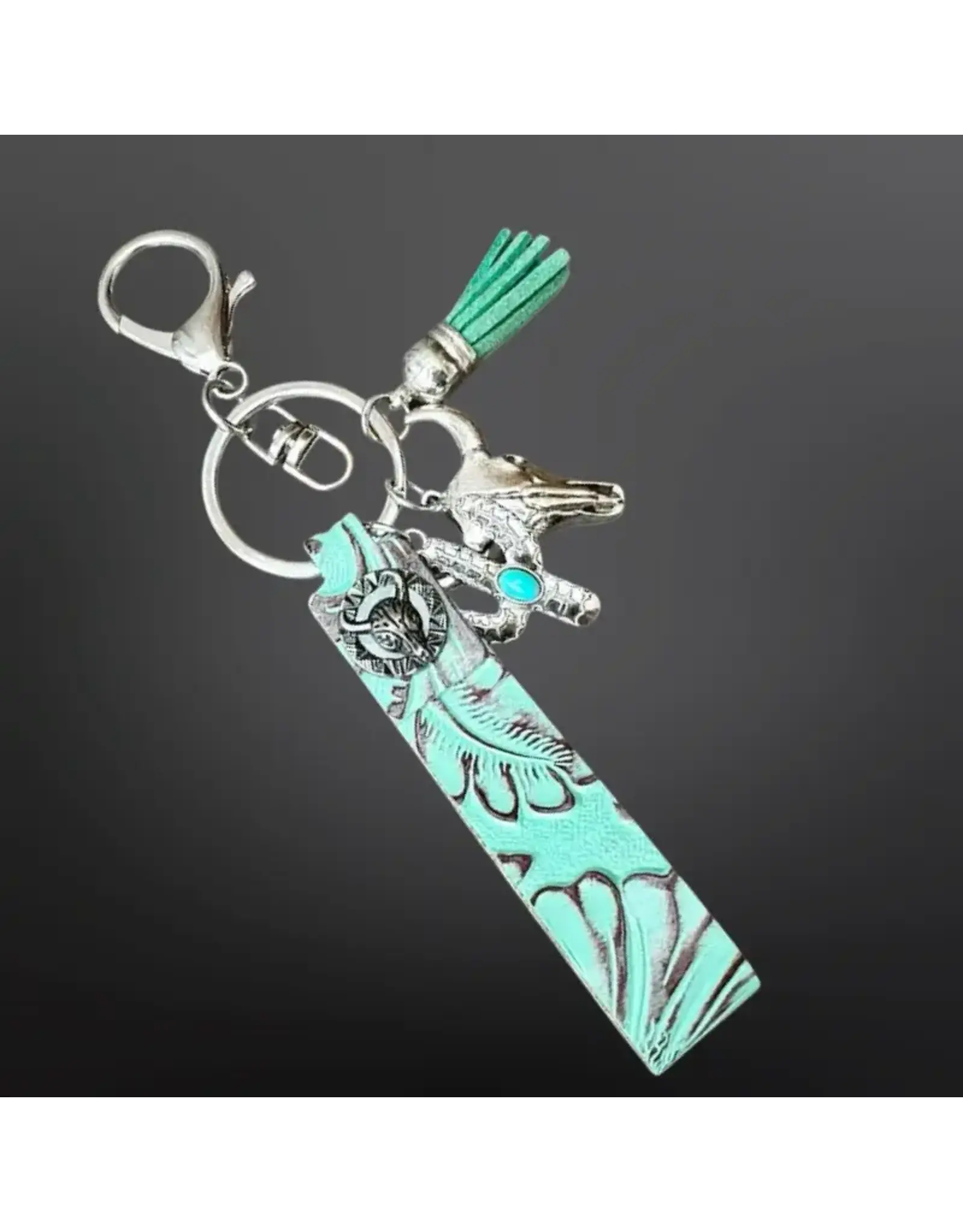 Westrian Embossed Leather Keychain with Charms