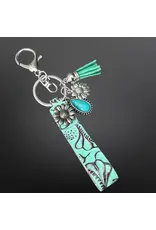 Westrian Embossed Leather Keychain with Charms