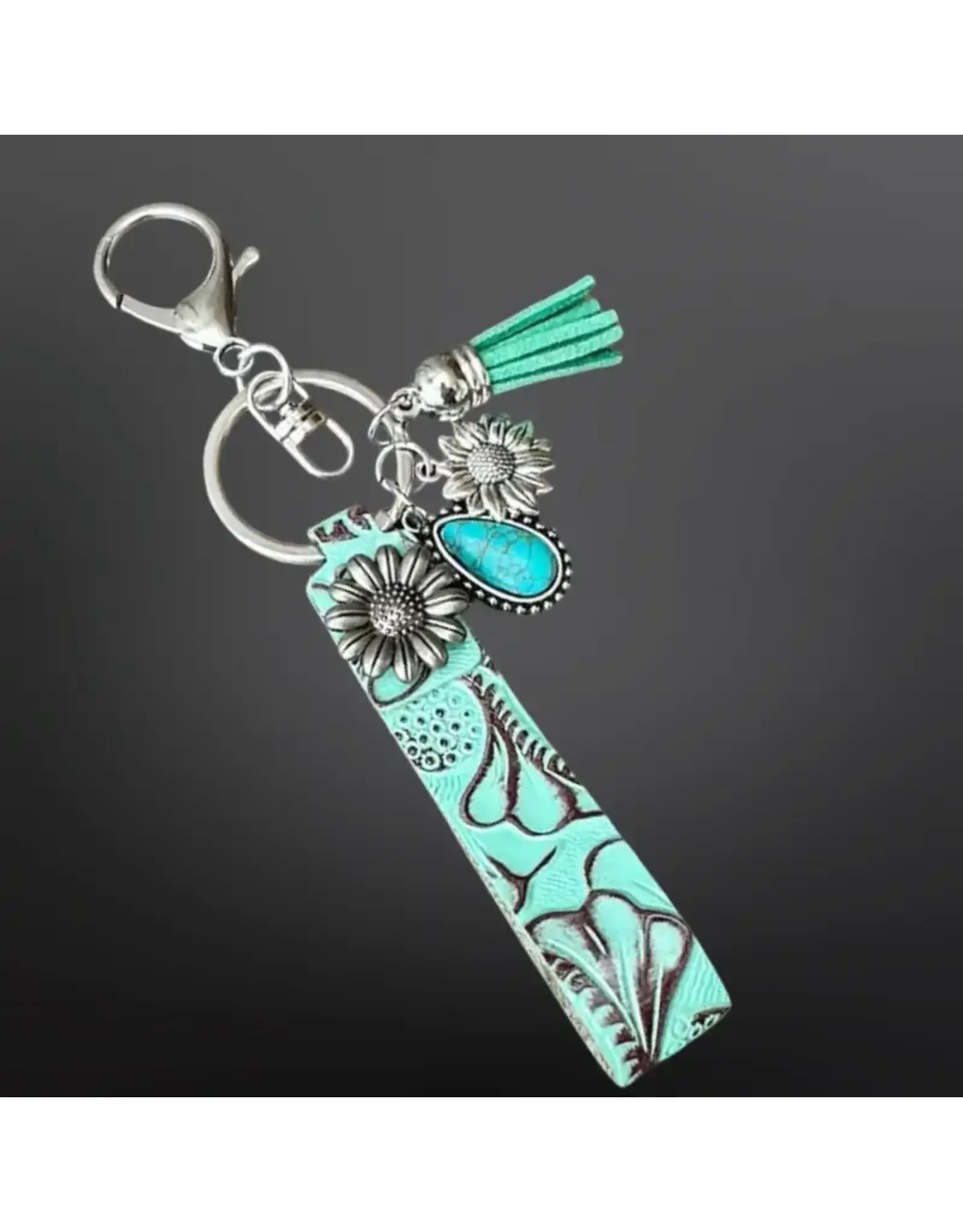 Westrian Embossed Leather Keychain with Charms