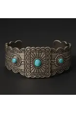 Westrian Western Inspired Faux Turquoise Cuff Bracelet