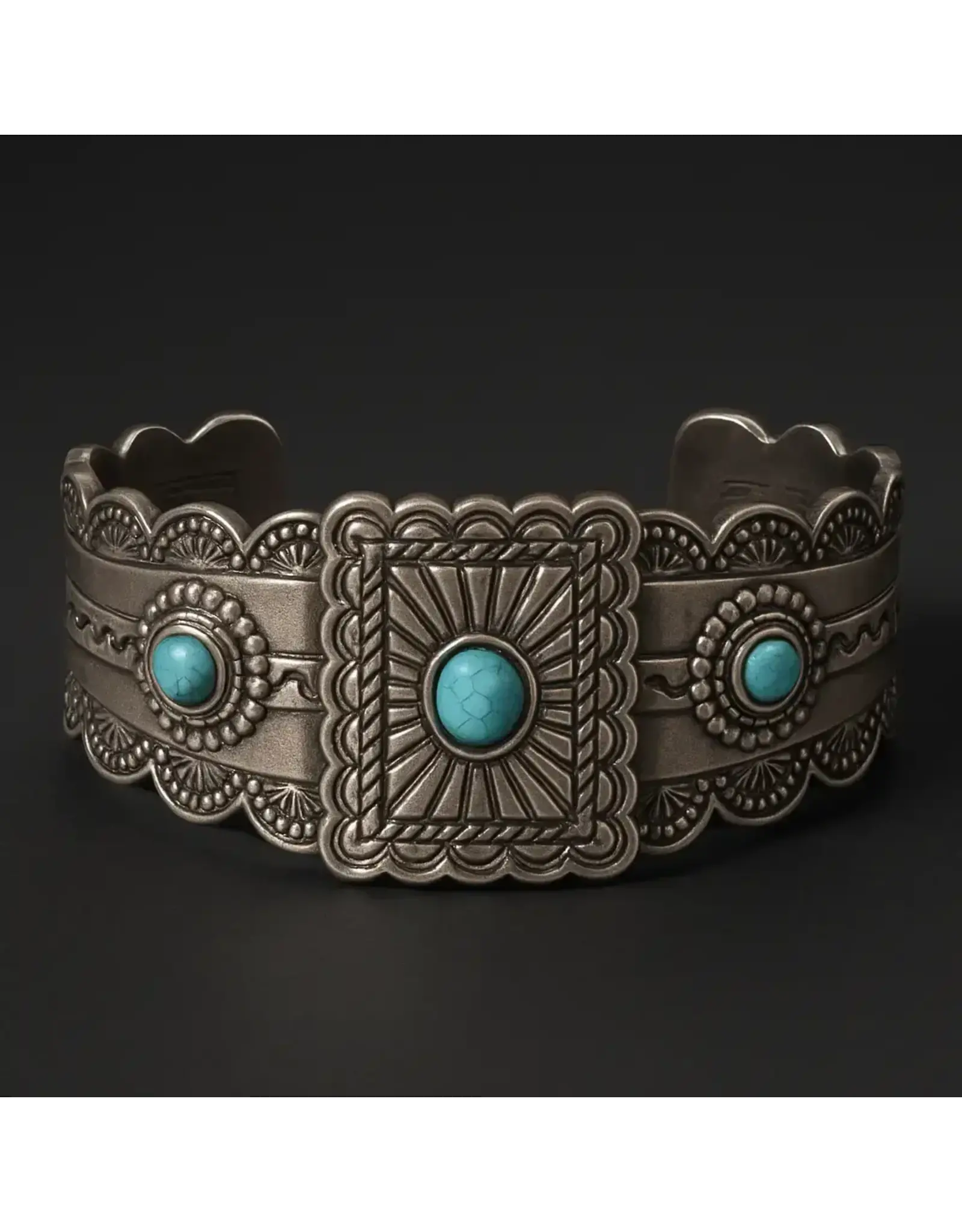 Westrian Western Inspired Faux Turquoise Cuff Bracelet