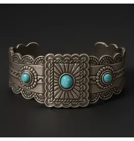 Westrian Western Inspired Faux Turquoise Cuff Bracelet