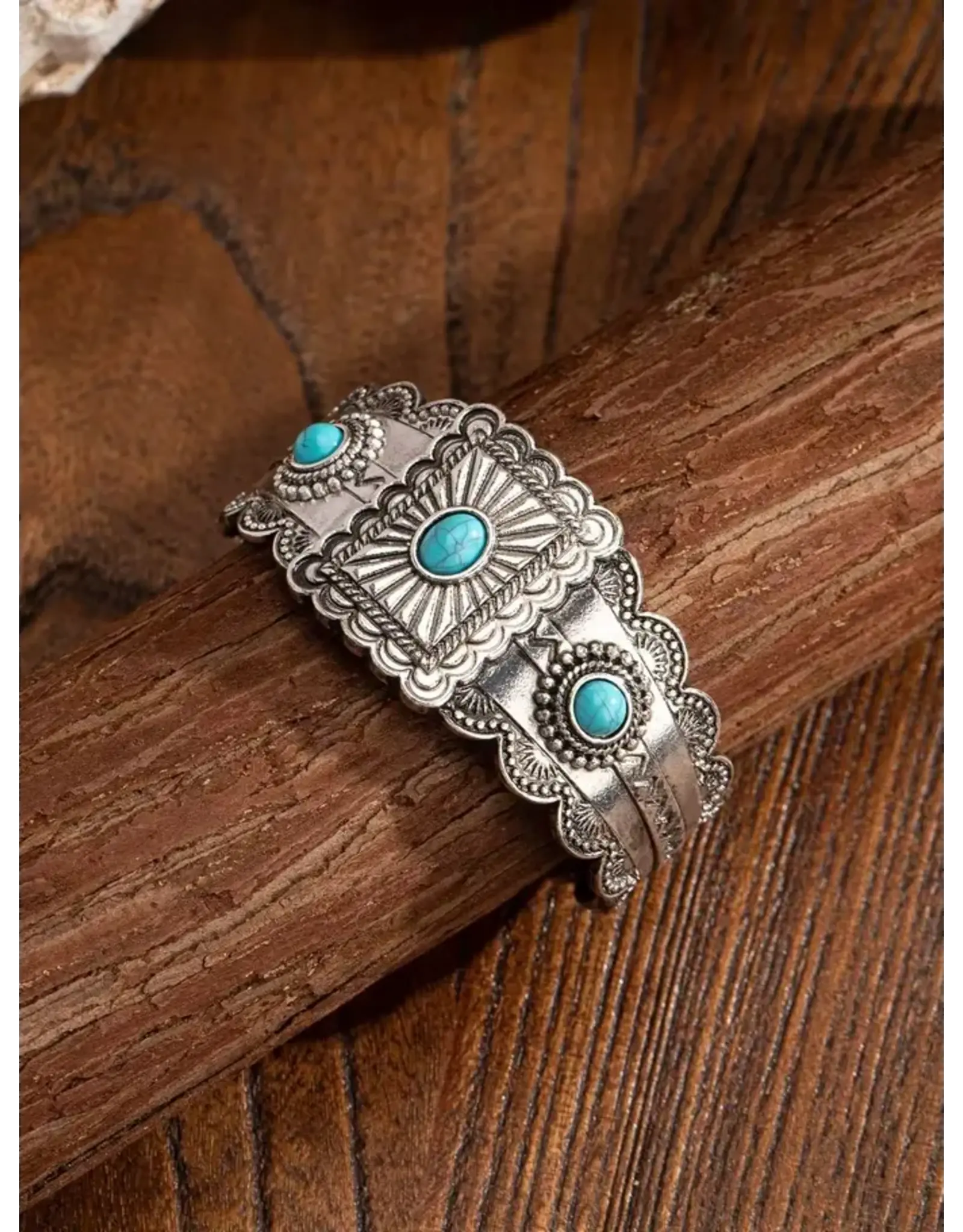 Westrian Western Inspired Faux Turquoise Cuff Bracelet