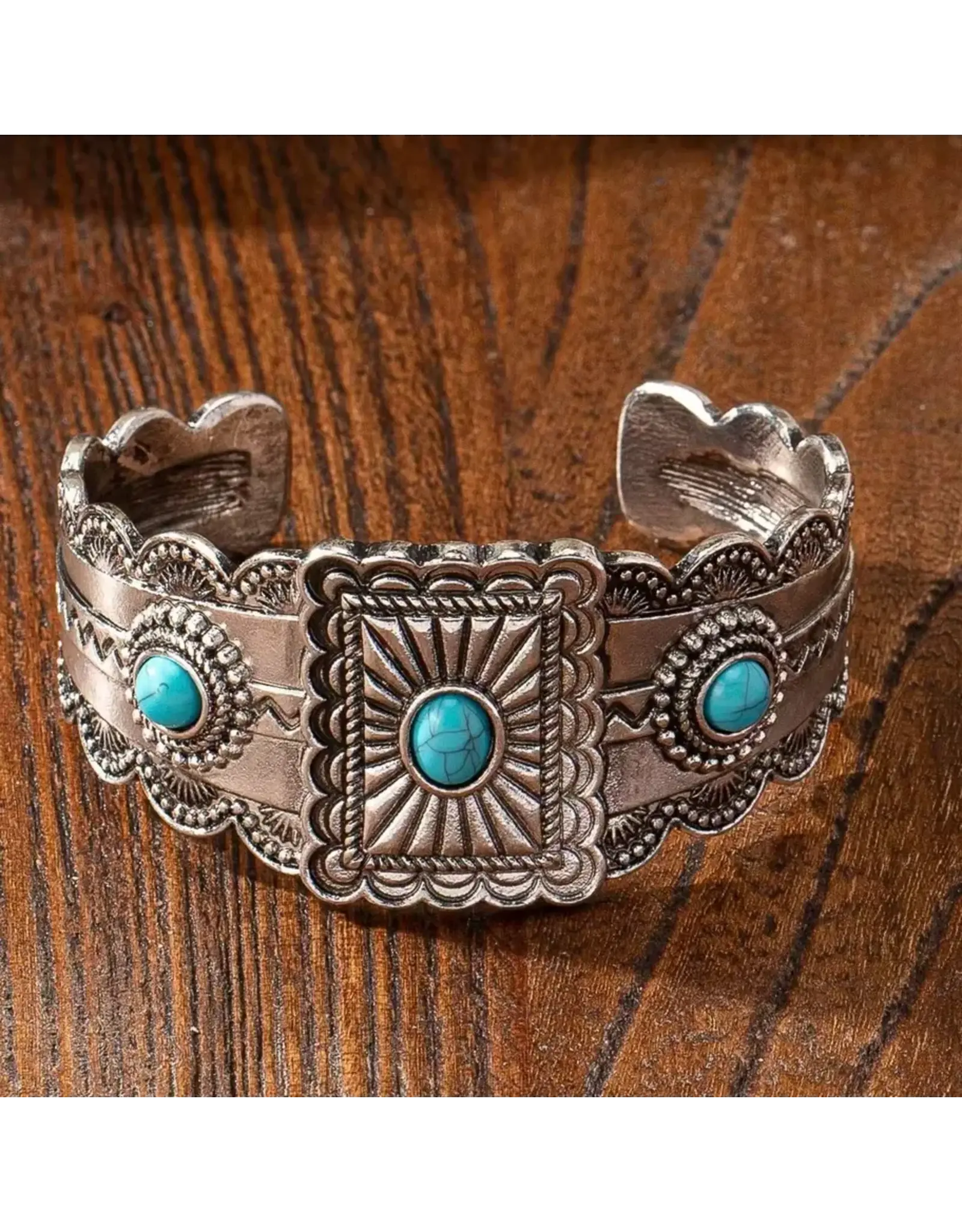Westrian Western Inspired Faux Turquoise Cuff Bracelet