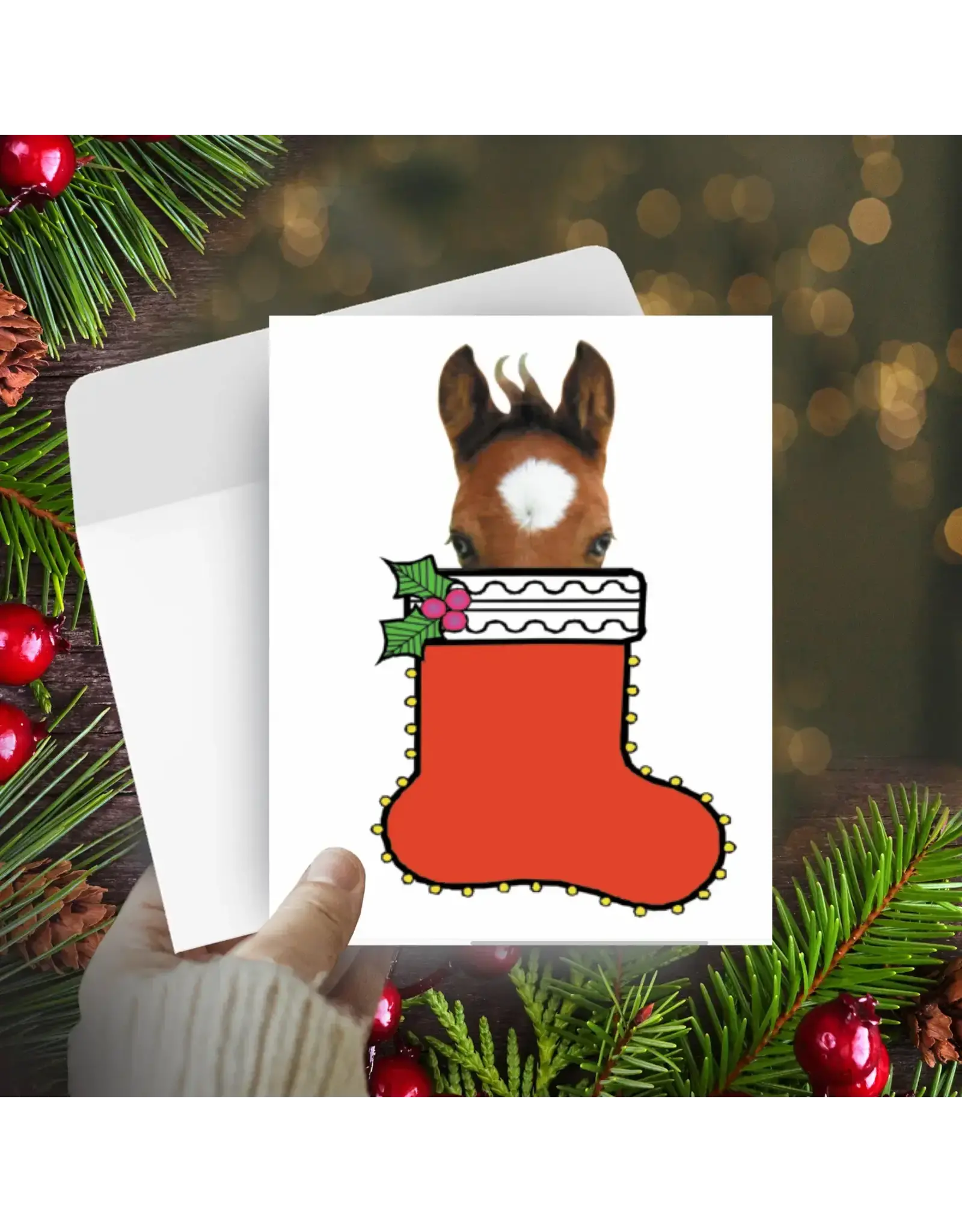 Horse Hollow Press Horse Boxed Christmas Cards Colt in Stocking 8