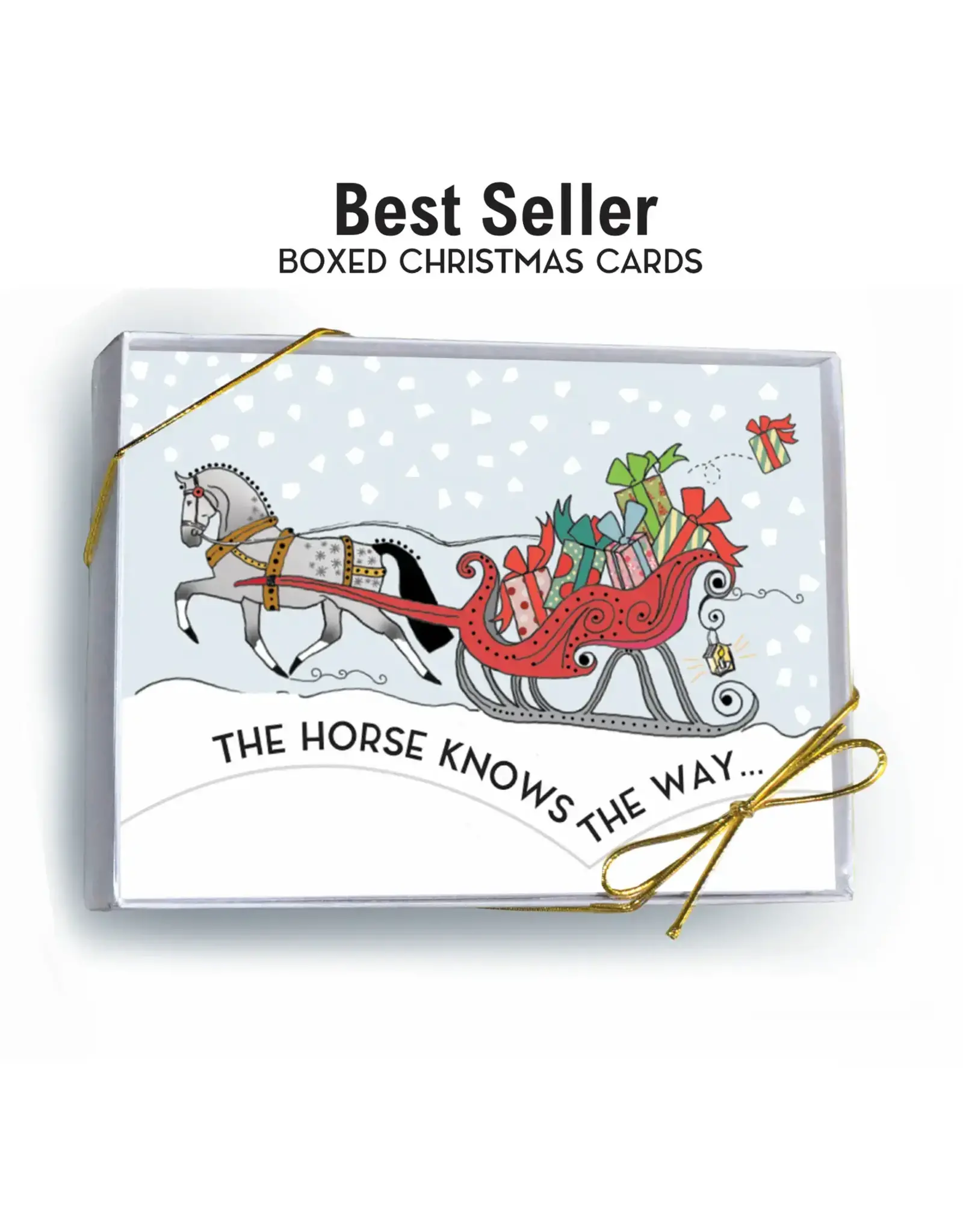 Horse Hollow Press Horse Boxed Christmas Cards Sleigh & Package 8