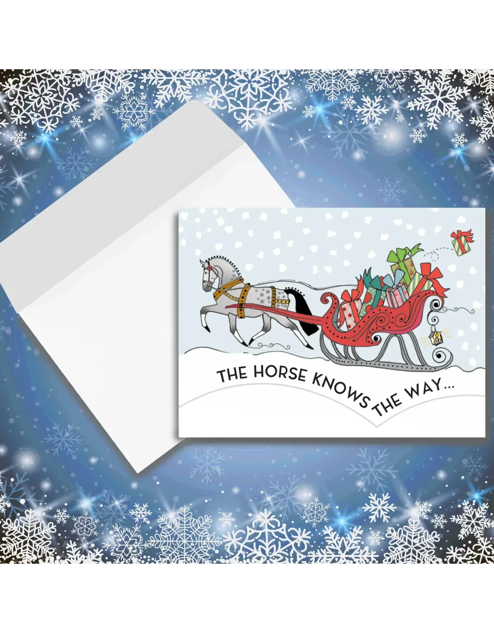 Horse Hollow Press Horse Boxed Christmas Cards Sleigh & Package 8