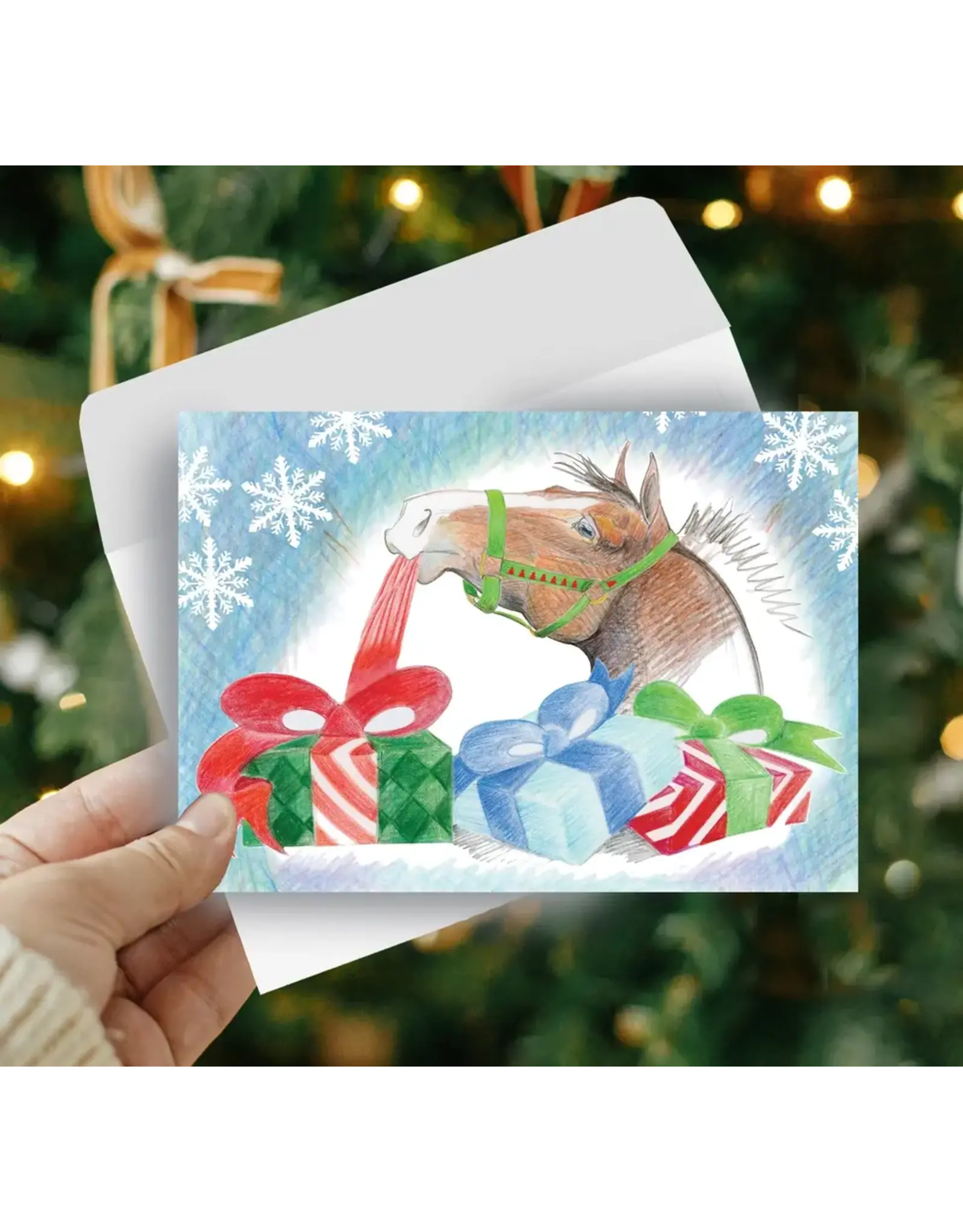 Horse Hollow Press Horse Boxed Christmas Cards Unwrapping Gifts 8
