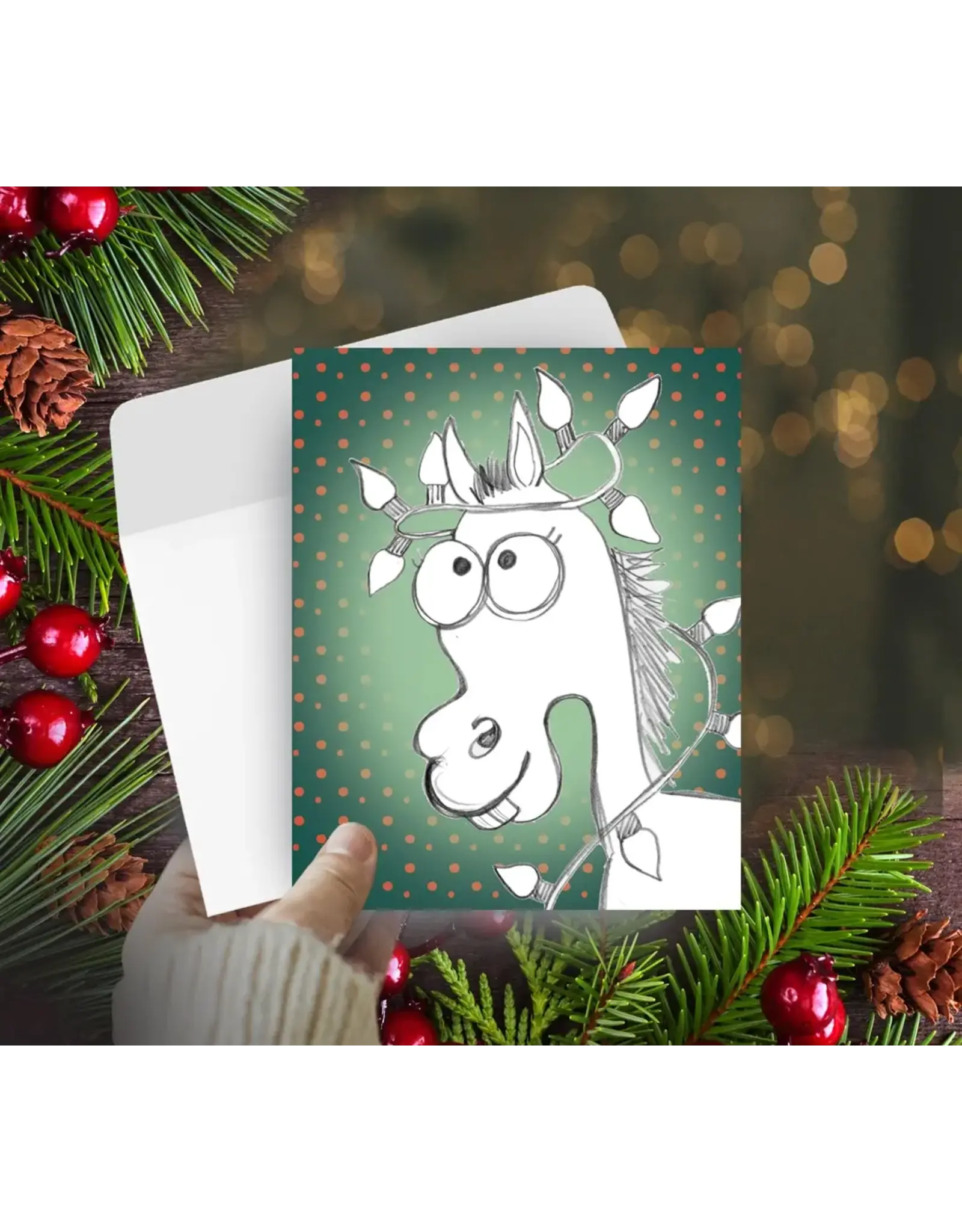 Horse Hollow Press Horse Boxed Christmas Cards Xmas Lights 8