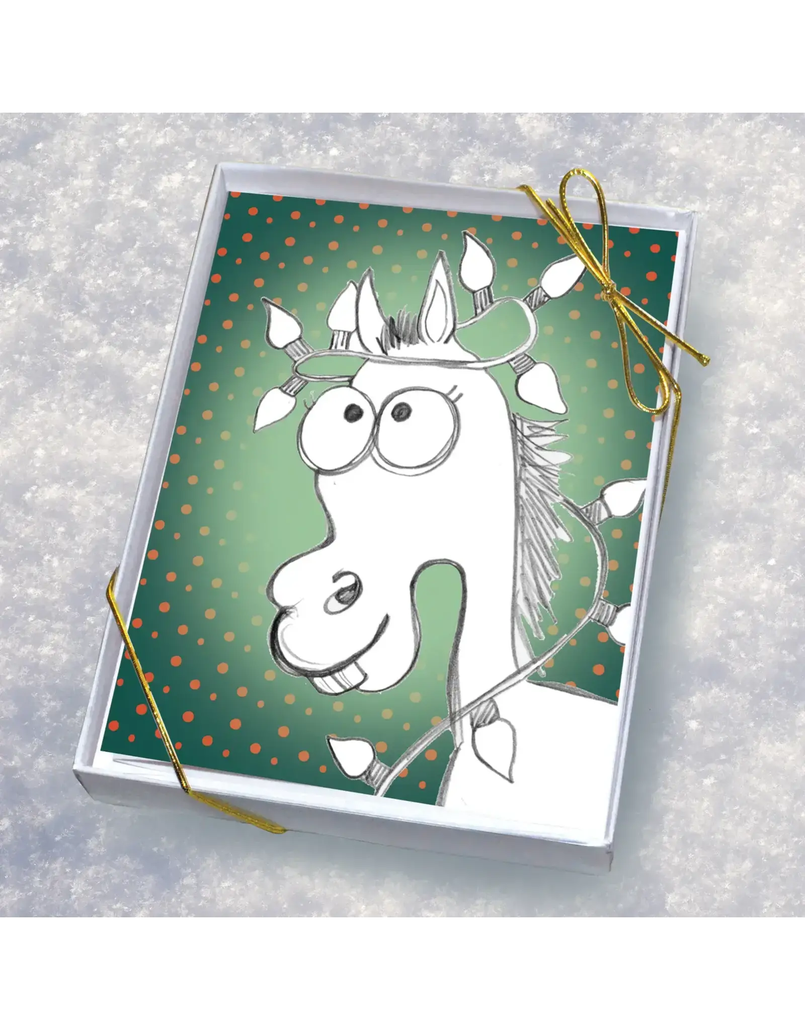 Horse Hollow Press Horse Boxed Christmas Cards Xmas Lights 8
