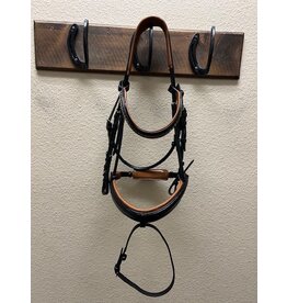 Halter Ego Black Leather Bridle with Brown Padding and Ombre Crystal Browband Removable Flash Full