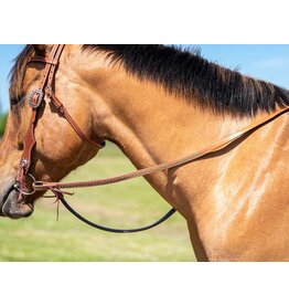 Grewal Western Split Reins with Turquoise Buckstitching  Tie Closure
