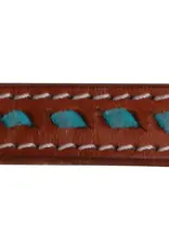 Grewal Western Split Reins with Turquoise Buckstitching  Tie Closure