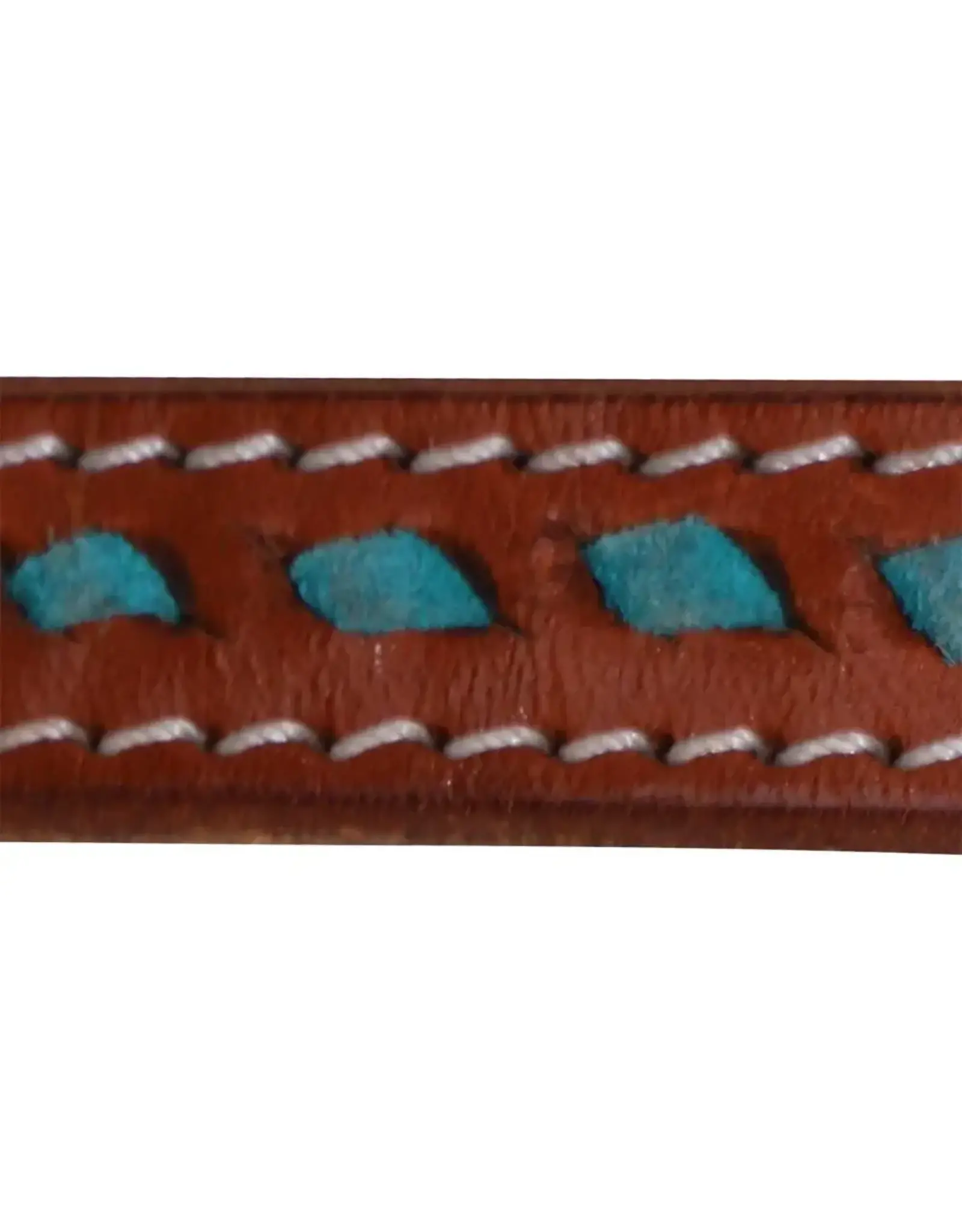 Grewal Western Split Reins with Turquoise Buckstitching  Tie Closure