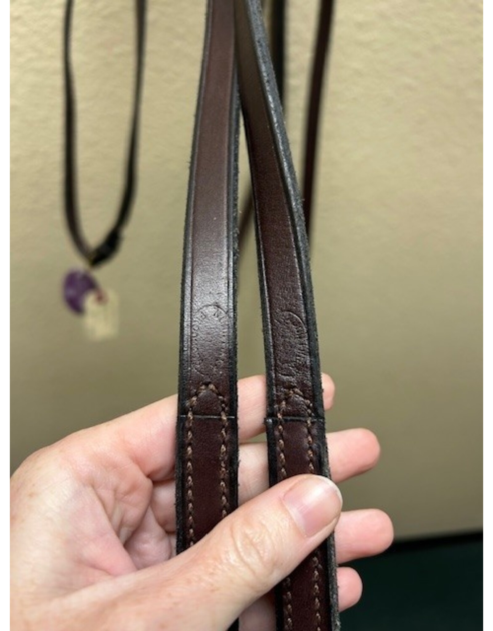 Nunn Finer Leather Draw Reins with Loop Ends Havana Horse Size