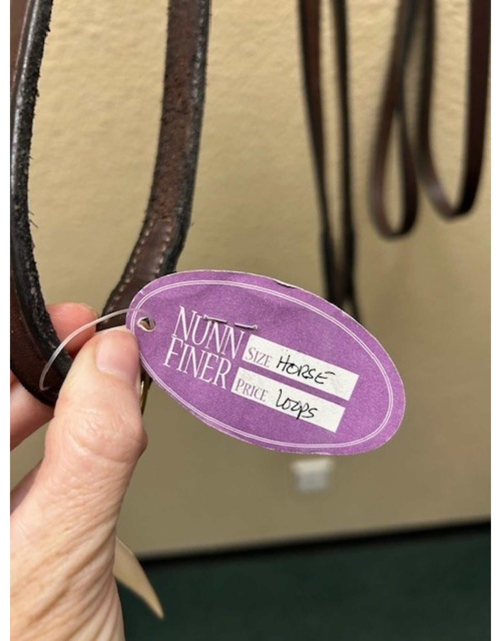 Nunn Finer Leather Draw Reins with Loop Ends Havana Horse Size