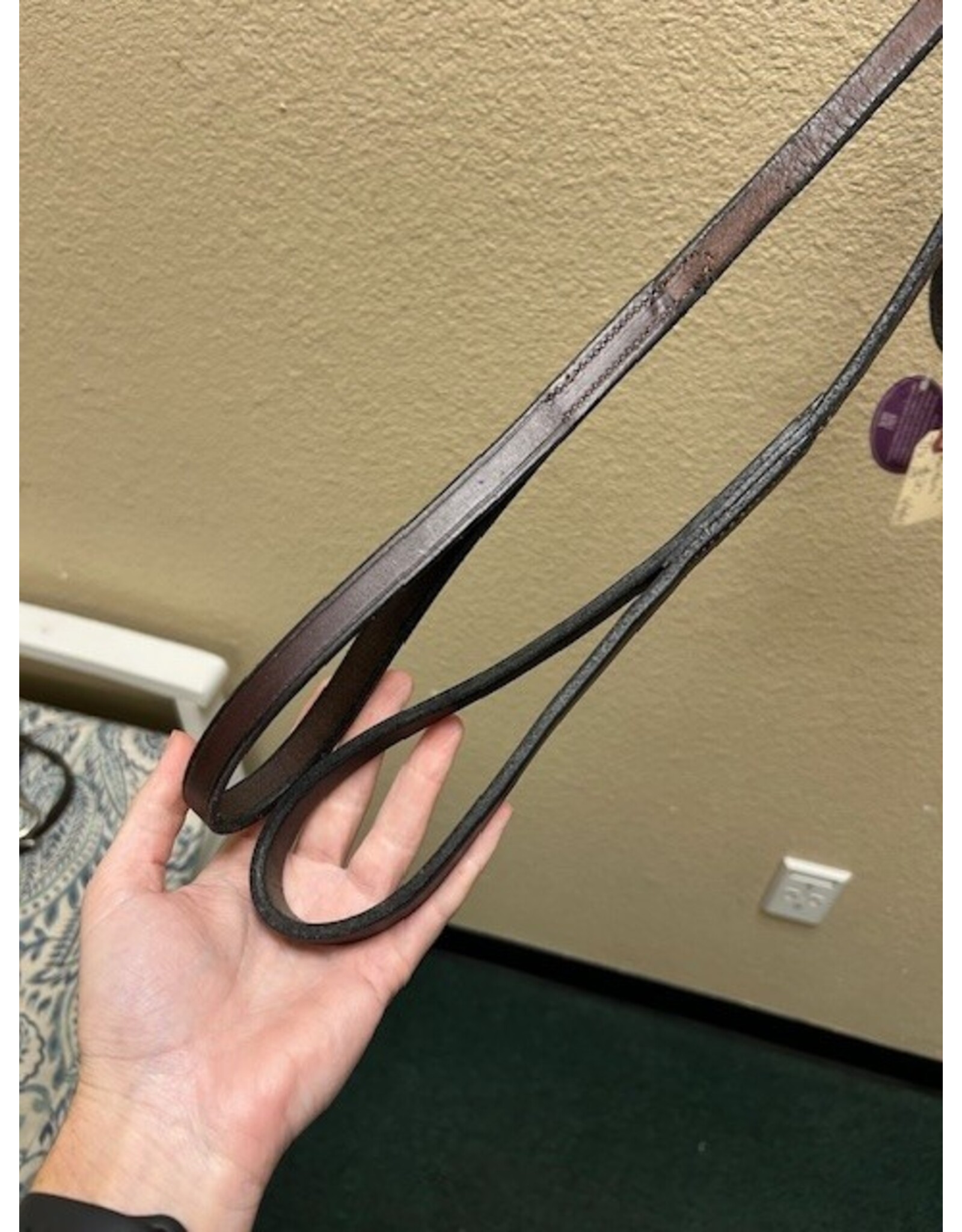 Nunn Finer Leather Draw Reins with Loop Ends Havana Horse Size