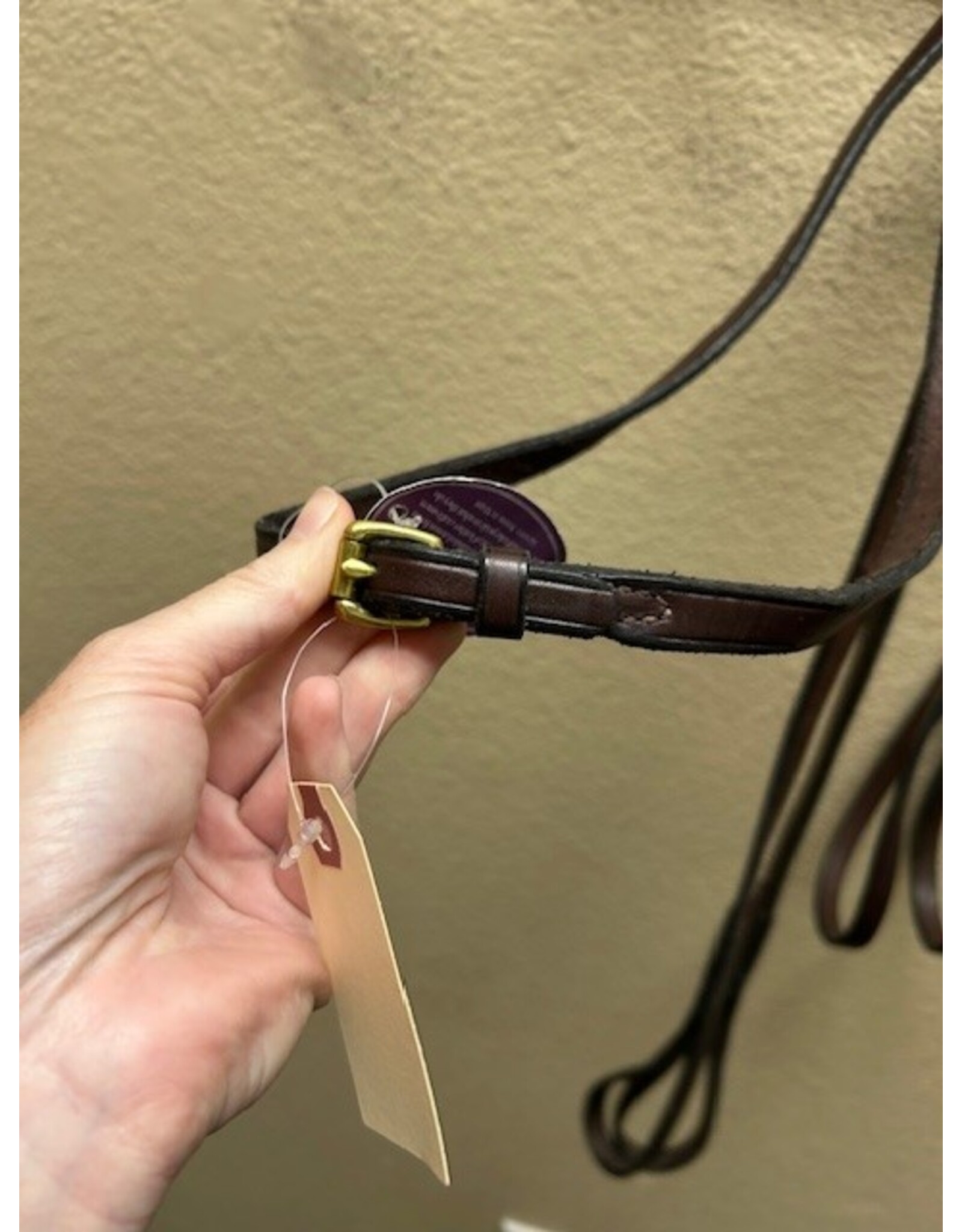 Nunn Finer Leather Draw Reins with Loop Ends Havana Horse Size