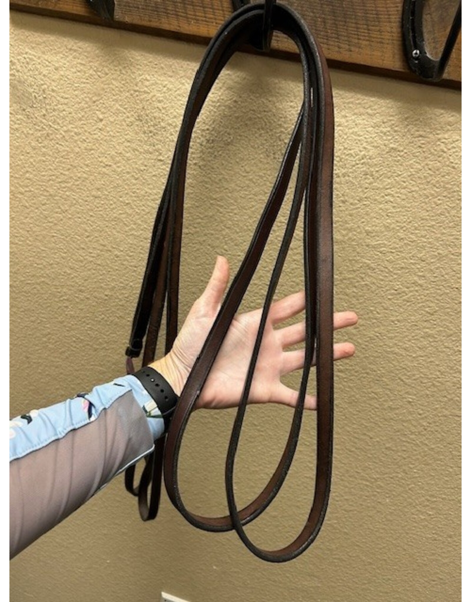 Nunn Finer Leather Draw Reins with Loop Ends Havana Horse Size