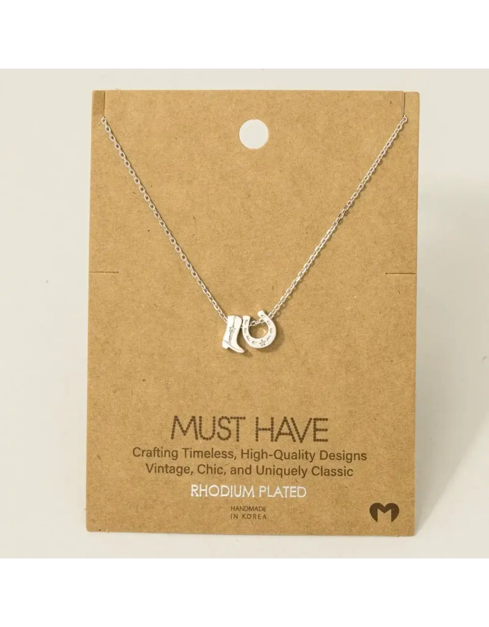 Fame Accessories Gold Dipped Cowboy Boots Horse Shoe Charm