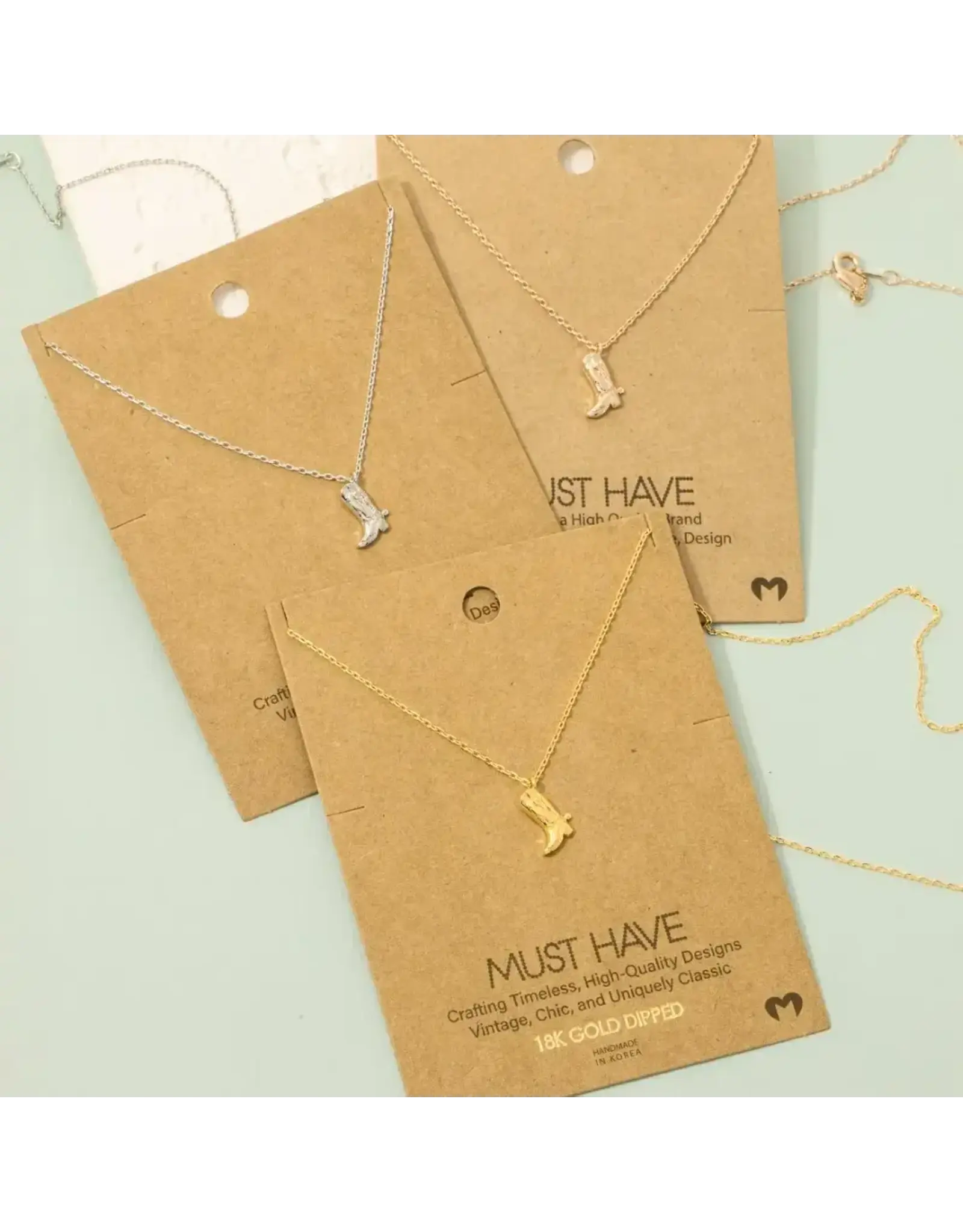 Fame Accessories Gold Dipped Cowboy Boots Pendant Necklace