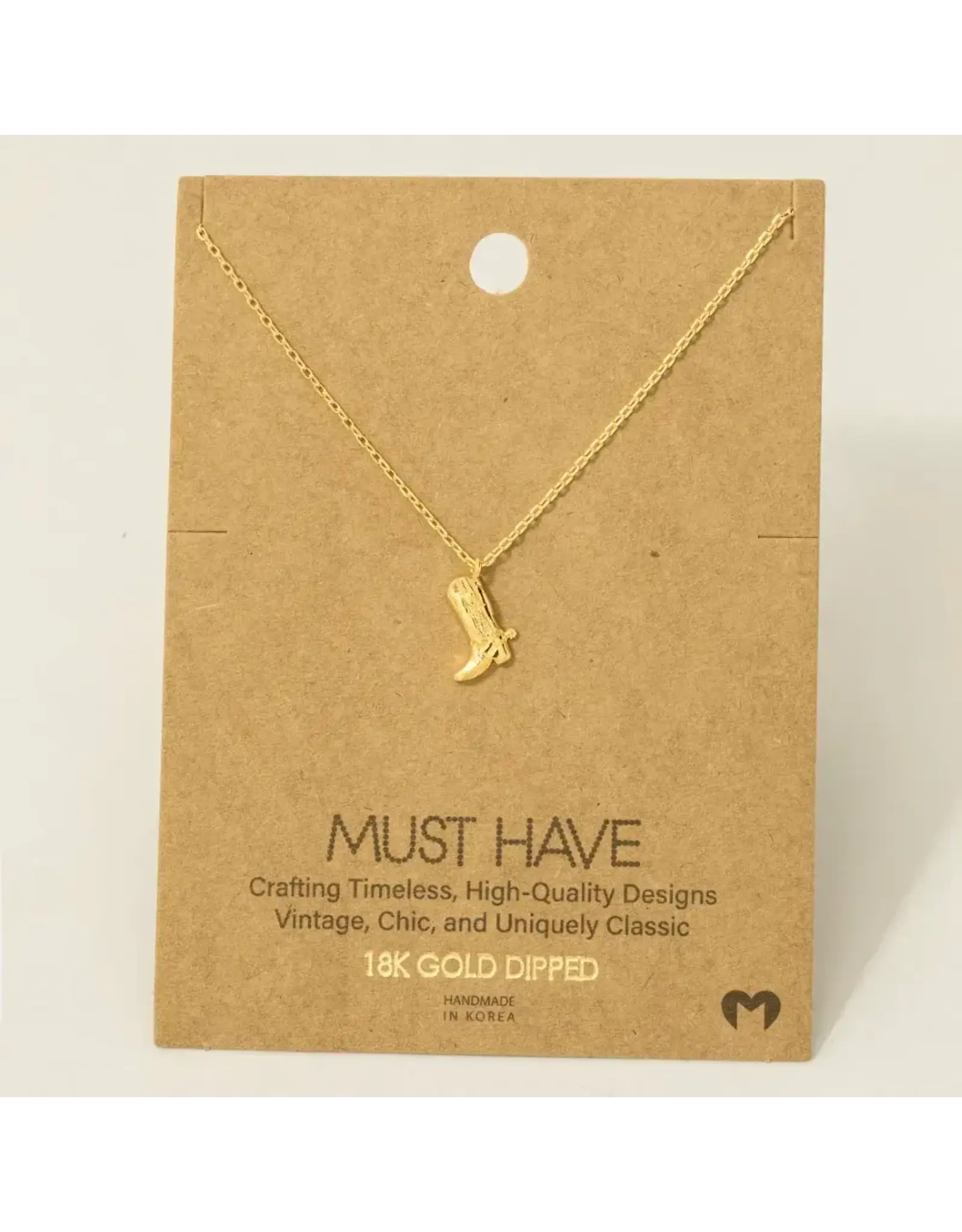 Fame Accessories Gold Dipped Cowboy Boots Pendant Necklace