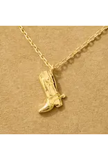 Fame Accessories Gold Dipped Cowboy Boots Pendant Necklace