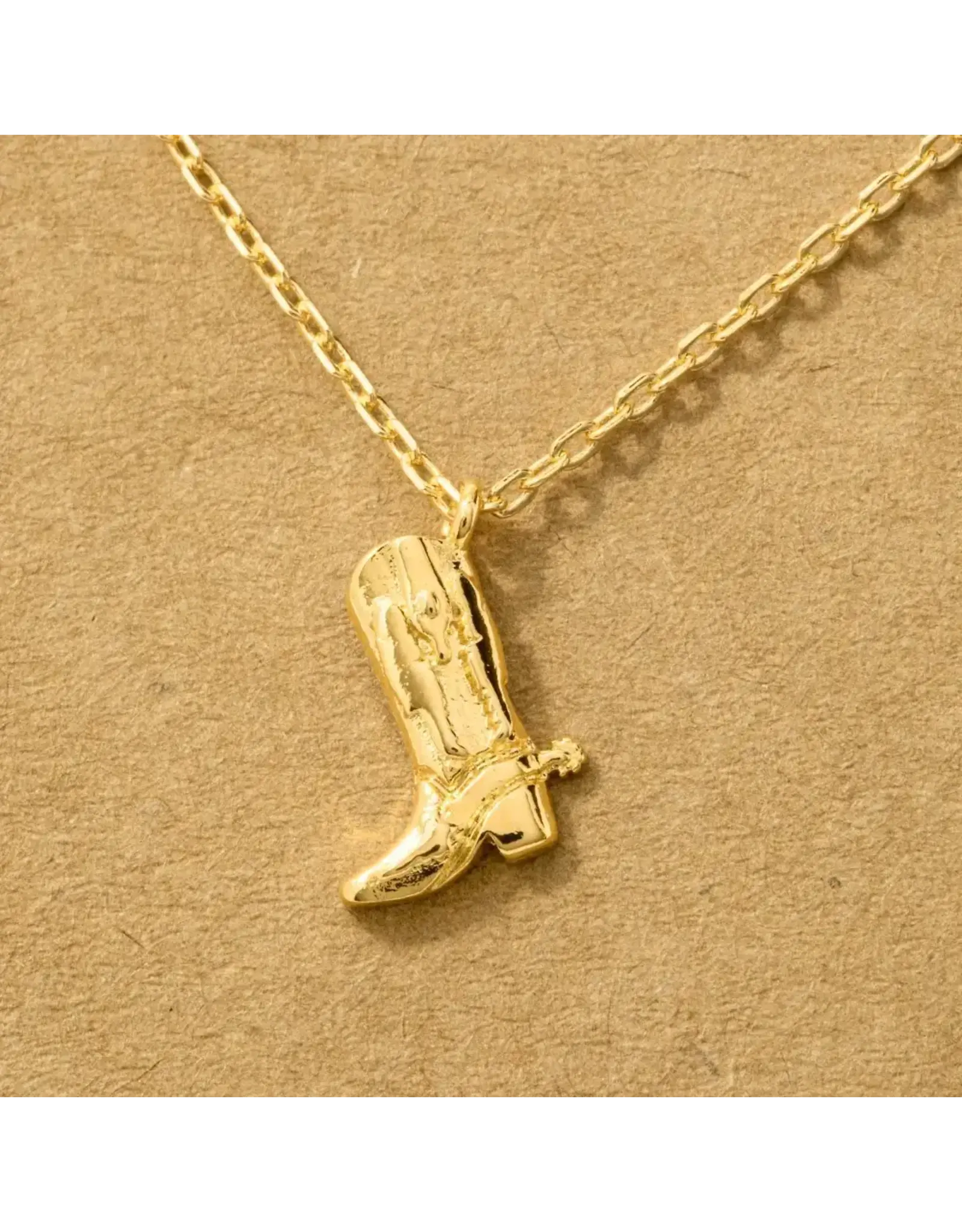 Fame Accessories Gold Dipped Cowboy Boots Pendant Necklace