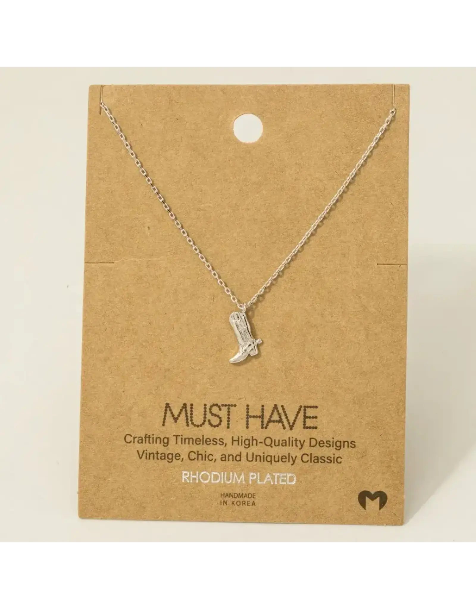 Fame Accessories Gold Dipped Cowboy Boots Pendant Necklace