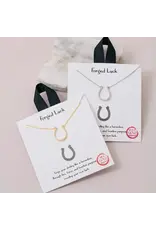 Fame Accessories Gold Dipped Cz Pave Horse Shoe Pendant Necklace