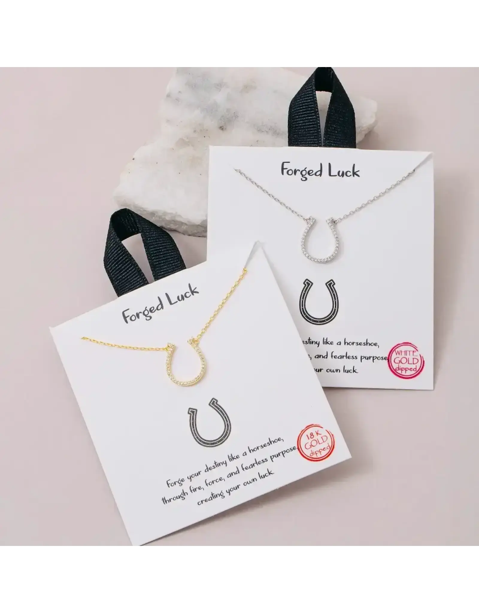 Fame Accessories Gold Dipped Cz Pave Horse Shoe Pendant Necklace