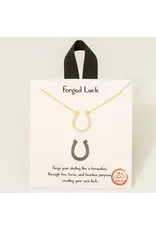 Fame Accessories Gold Dipped Cz Pave Horse Shoe Pendant Necklace
