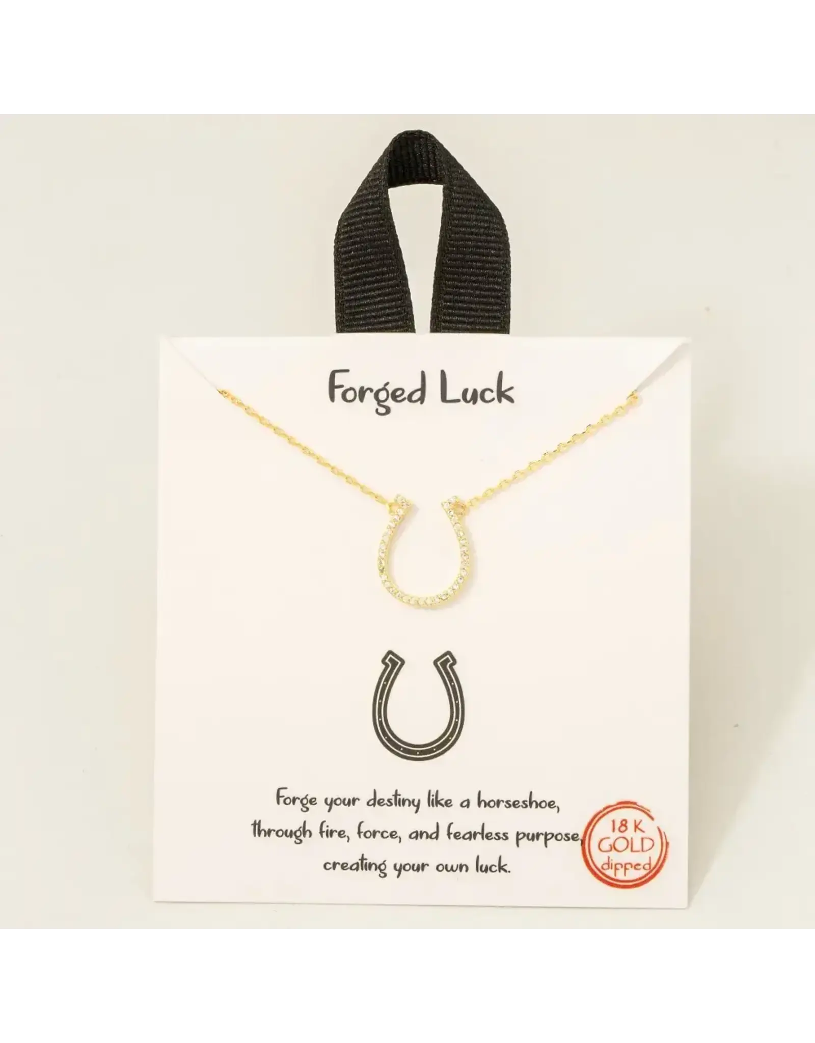 Fame Accessories Gold Dipped Cz Pave Horse Shoe Pendant Necklace