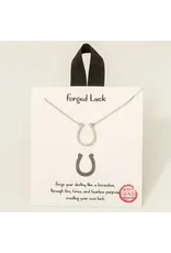 Fame Accessories Gold Dipped Cz Pave Horse Shoe Pendant Necklace