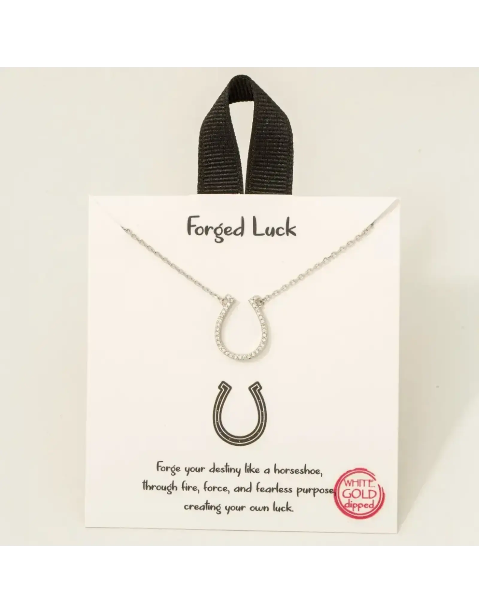 Fame Accessories Gold Dipped Cz Pave Horse Shoe Pendant Necklace