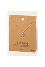 Fame Accessories Gold Dipped Opal Stud Horseshoe Pendant Necklace