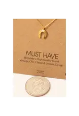 Fame Accessories Gold Dipped Opal Stud Horseshoe Pendant Necklace