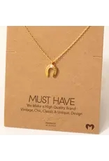 Fame Accessories Gold Dipped Opal Stud Horseshoe Pendant Necklace